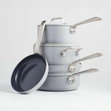 Crate & Barrel EvenCook Juego de utensilios de cocina antiadherentes de cerámica gris cerámico ™ de 8 piezas con bonificación.