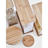 Gran recipiente rectangular acrílico de cocina con tapa de bambú.