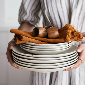 Servilleta de flecos de algodón orgánico marrón almendra Craft.