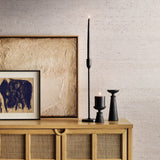 Consola multimedia Campagna 76" de ratán y madera de roble natural.