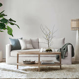 Lámpara de pie de escayola blanca Santorini con pantalla tejida.