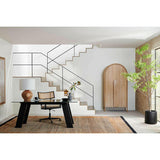 Escritorio Madison 72" de madera blanqueada con base ebonizada.