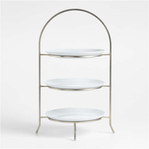 Soporte de 3 niveles Cambridge en níquel satinado