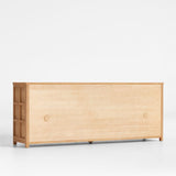 Consola multimedia Campagna 76" de ratán y madera de roble natural.