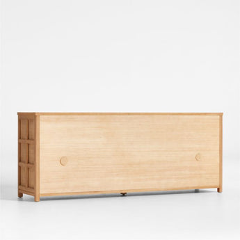 Consola multimedia Campagna 76" de ratán y madera de roble natural.