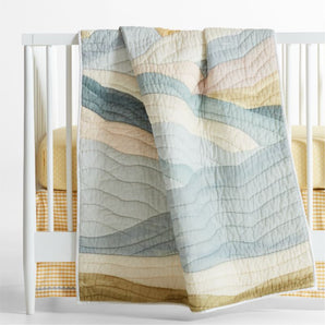 Colcha de cuna de algodón orgánico bordada a mano Baby Cloud