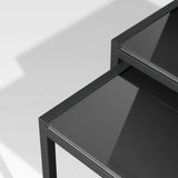 Duna Negro Exterior Mesas nido con pintado negro Cristal, juego de dos.