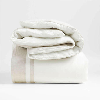 Nueva funda nórdica de lino europeo natural certificado Crisp White/Arcadia Tan.