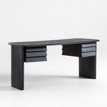 Escritorio curvo con cajones de madera de roble negro Gallerie 72,25".
