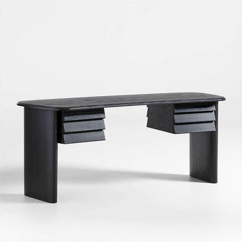 Escritorio curvo con cajones de madera de roble negro Gallerie 72,25".