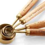 Cucharas medidoras de madera de acacia y oro, juego de 4.