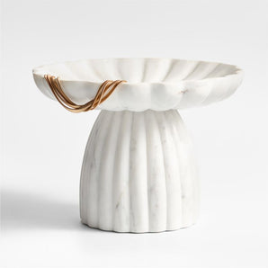 Pedestal ancho bajo de mármol Jolie, 19 cm