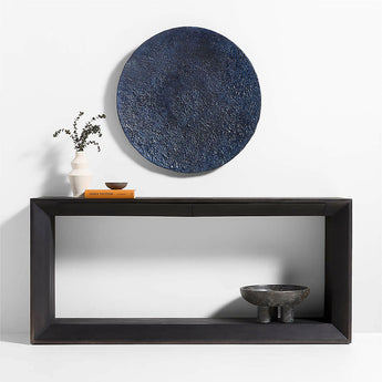 "Kioko" Arte de pared en papel maché texturizado azul de 35".