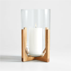 Lois Cristal Candelabro Hurricane con Base de Madera 12".