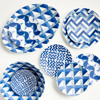 Plato de Ensalada de Melamina Azulejo Azul Marin.