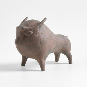 Escultura decorativa de búfalo de metal