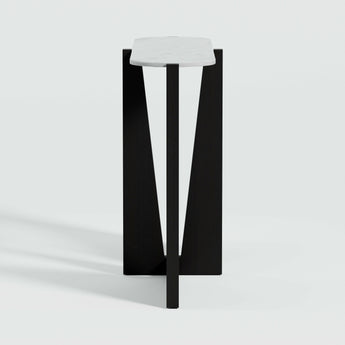 Consola de Mármol Blanco Miro con Base de Madera.