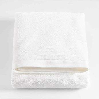 Sábana de baño de algodón orgánico antimicrobiano blanco brillante.