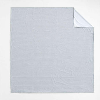 Funda nórdica reversible de algodón orgánico Oxford Shirting Light Indigo Azul Full/Queen .