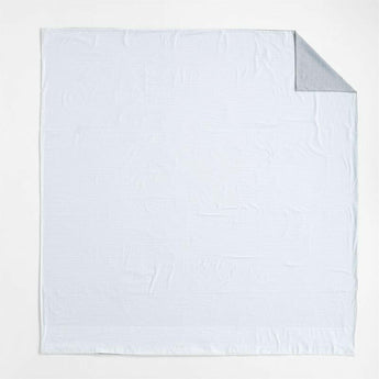 Funda nórdica de algodón orgánico Oxford Shirting Light Indigo Azul Reversible King .