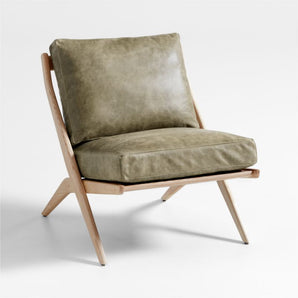 Silla acentuada Pose de madera natural y cuero