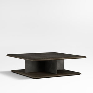 Mesa de centro cuadrada de madera de fresno ebonizado y metal Preto