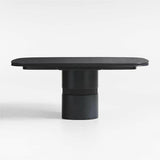 Roseau 48"-70" Charcoal Mesa de comedor extensible de madera negra.