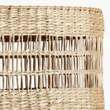 Lámpara de pie de escayola blanca Santorini con pantalla tejida.