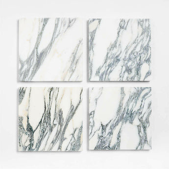 Seriana Charcoal Mesa auxiliar cuadrada con pedestal de madera de roble y mármol.