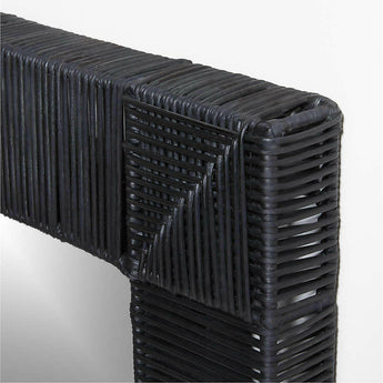 Espejo de pared de ratán negro Simi.