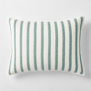 Funda de almohada infantil de algodón orgánico con tejido de gofre a rayas