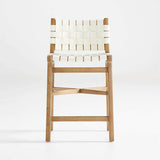 Taburete Taj de cuero blanco con correa.