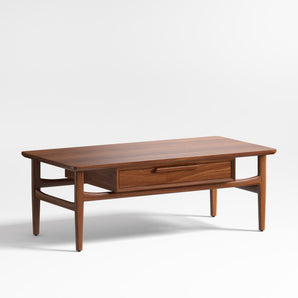 Mesa baja de almacenaje rectangular de madera de Walnut Tate