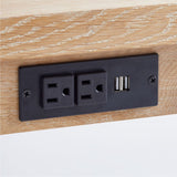 Terra 54" Escritorio de madera de roble blanco natural con tomas de corriente.