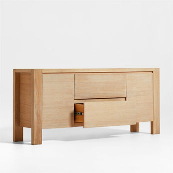 Consola multimedia de almacenamiento de madera de roble natural Terra 68".