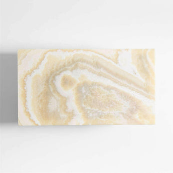 Mármol Ónix Terranea y Brass Mesa de centro rectangular de metal de 54" con estante de mimbre.