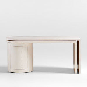 Escritorio giratorio de fresno lavado con almacenaje