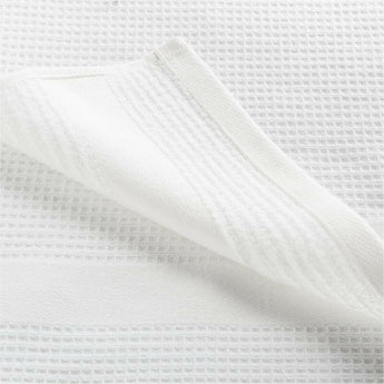 Juego de 2 paños de cocina Waffle-Terry de algodón orgánico blanco.