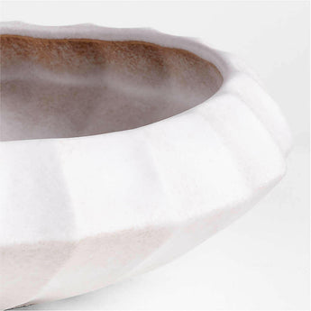 Cuenco decorativo para centro de mesa de gres blanco Warren.