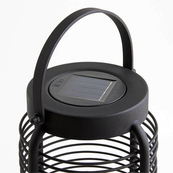 Farol solar Wells de metal negro Exterior .