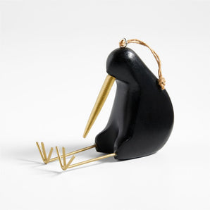 Adorno de madera para el árbol de Navidad con forma de pájaro kiwi