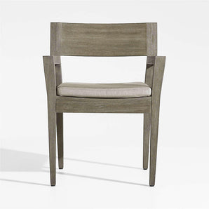 Andorra Madera Gris Envejecida Exterior Silla de comedor con Taupe Cojín.