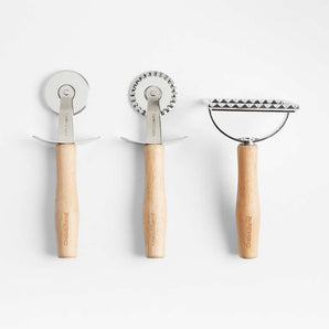 Set de 3 utensilios para pasta de madera de haya y acero inoxidable