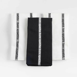 Paños de cocina estampados Bon Appetit, juego de 3.