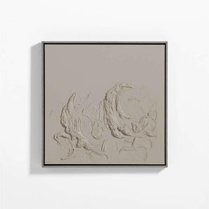 "Demi Luna" de Angela Allen Tan Brown Canvas 24"x24" Cuadro de arte mural enmarcado.