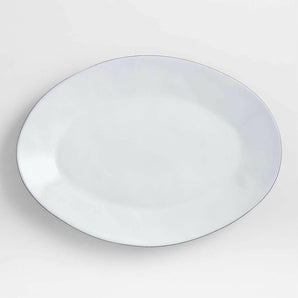 Plato grande de gres reciclado blanco Marín.