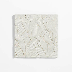 Pared de azulejos cerámicos blancos palmera arte.