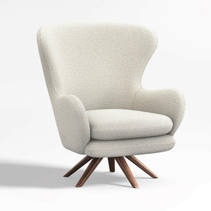 Silla Powell White Fabric Wingback Lounge Accent.