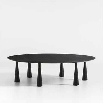 Mesa de centro redonda de madera de fresno ebonizado Repaso de 48".