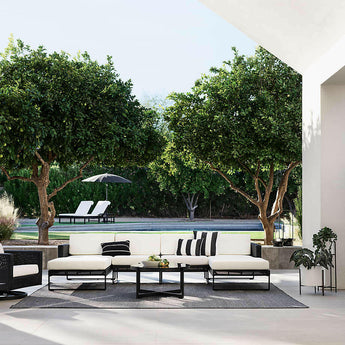 Sunbrella ® 20 "x13" Black Cabana Stripe Exterior Pillow.